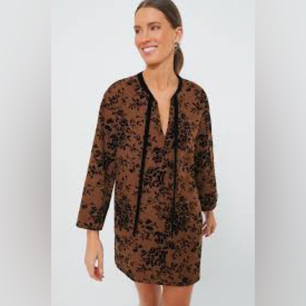 HYACINTH HOUSE Brown and Black Burnout Floral Dress Size S